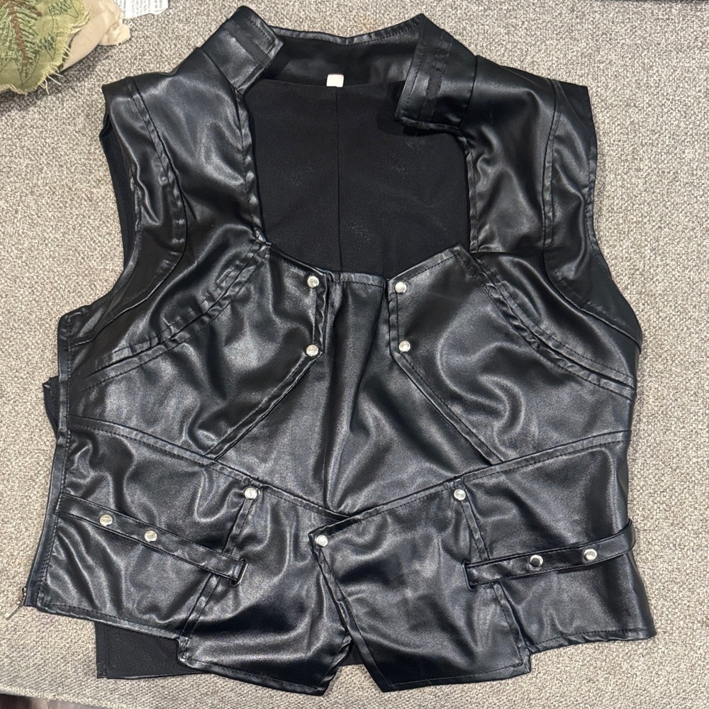 Women's Black Leather Vest